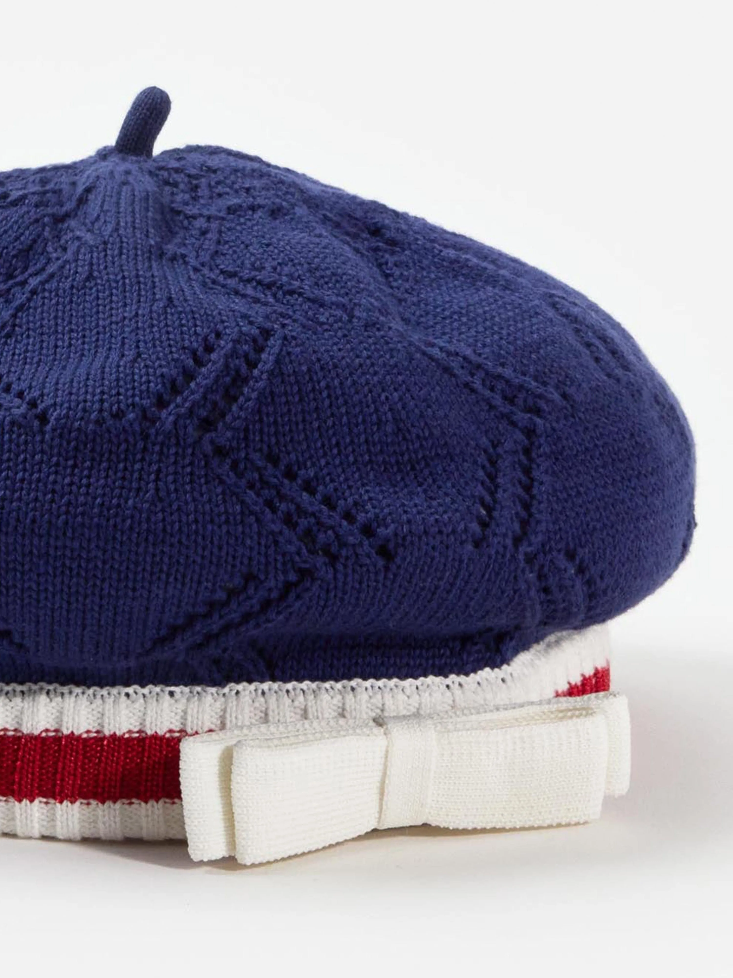 Girls Textured Knit Beret in Blue