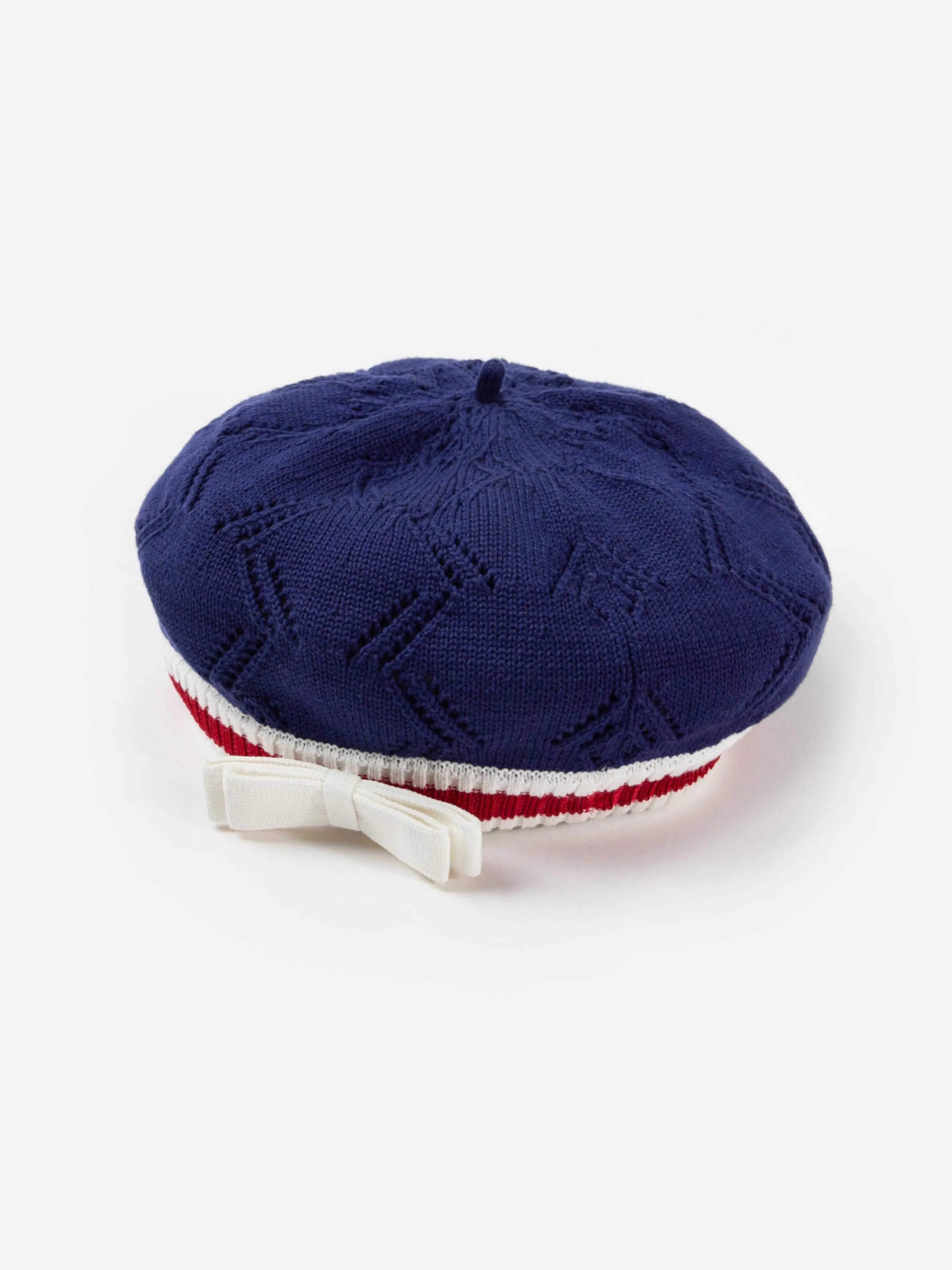 Girls Textured Knit Beret in Blue