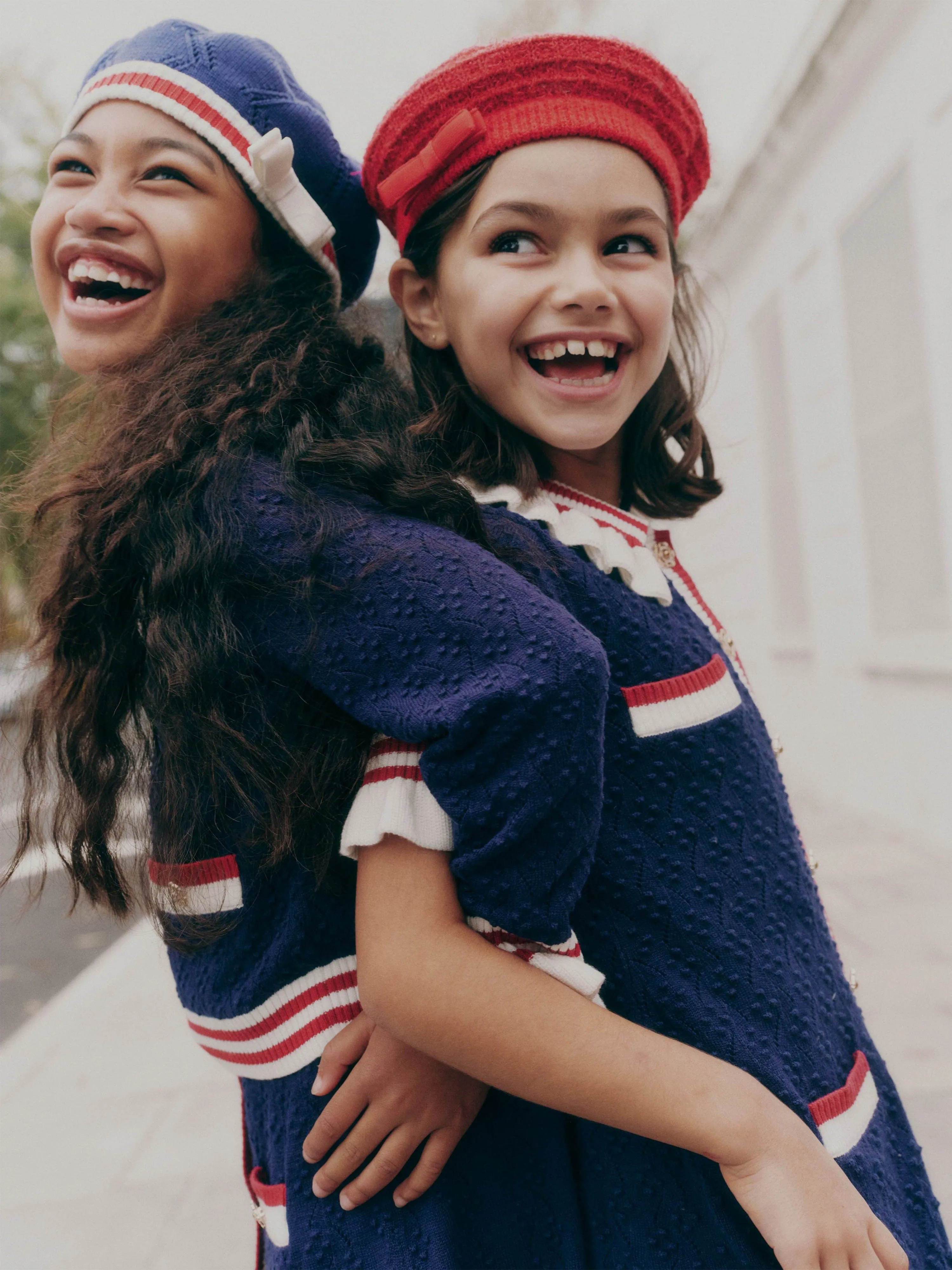 Girls Textured Knit Beret in Blue