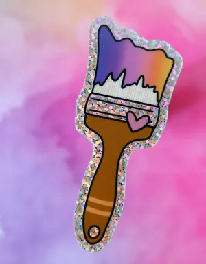 Glitter paintbrush sticker