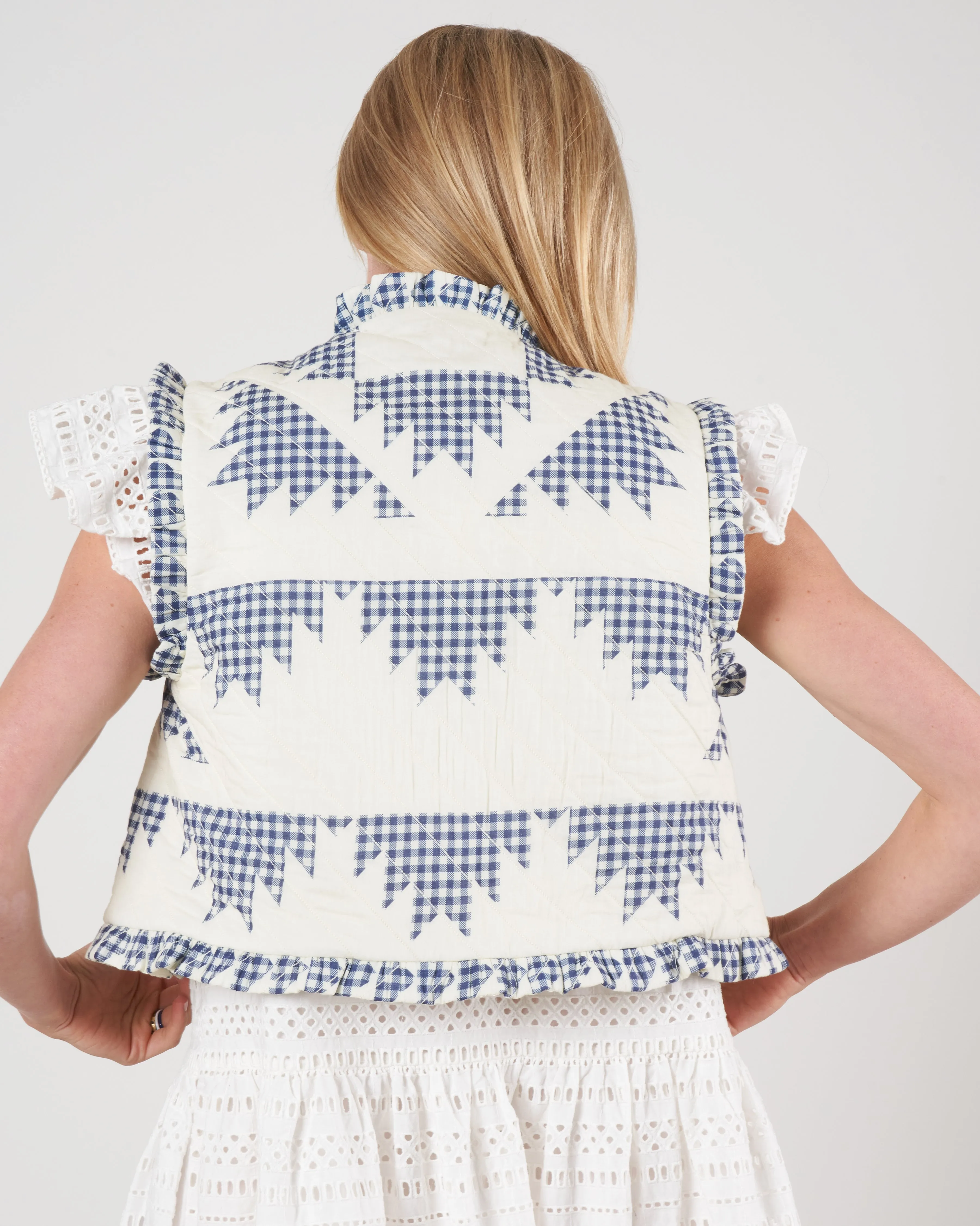 gloucester gingham quilted vest - multi