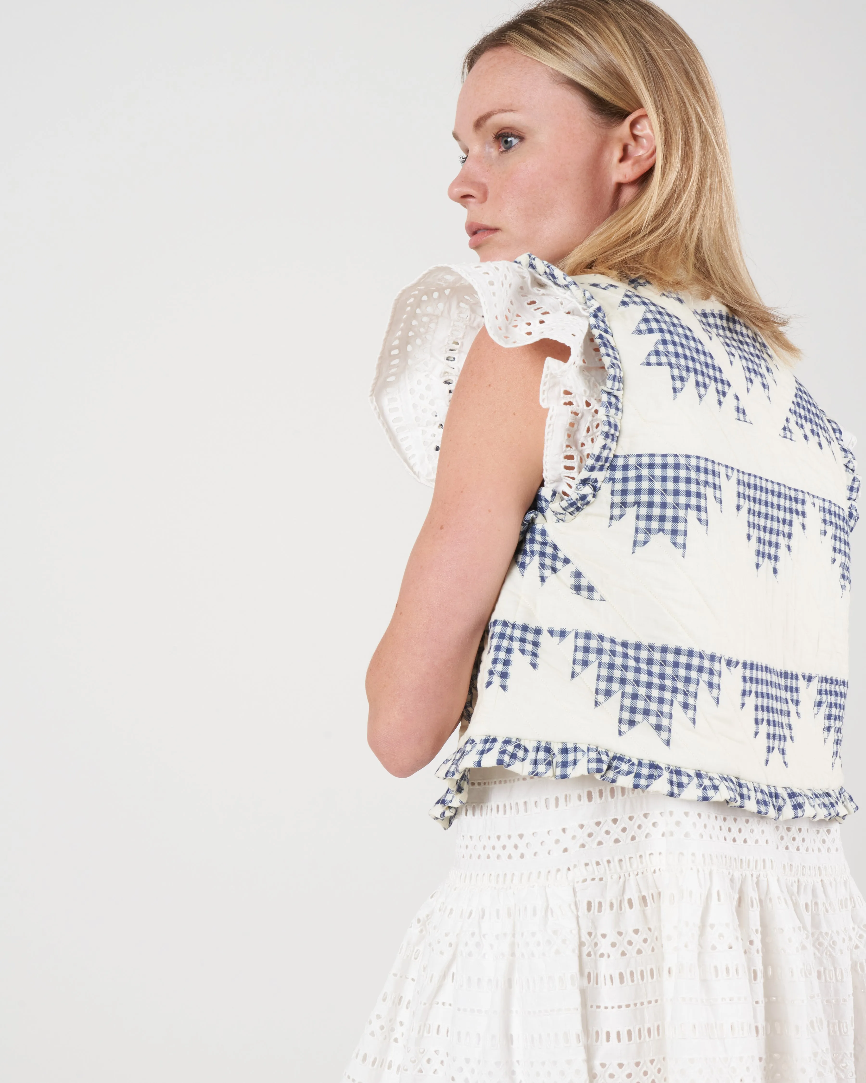 gloucester gingham quilted vest - multi