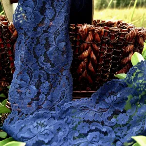 Gorgeous Navy Floral Leaf Galloon Lace 4¾" wide