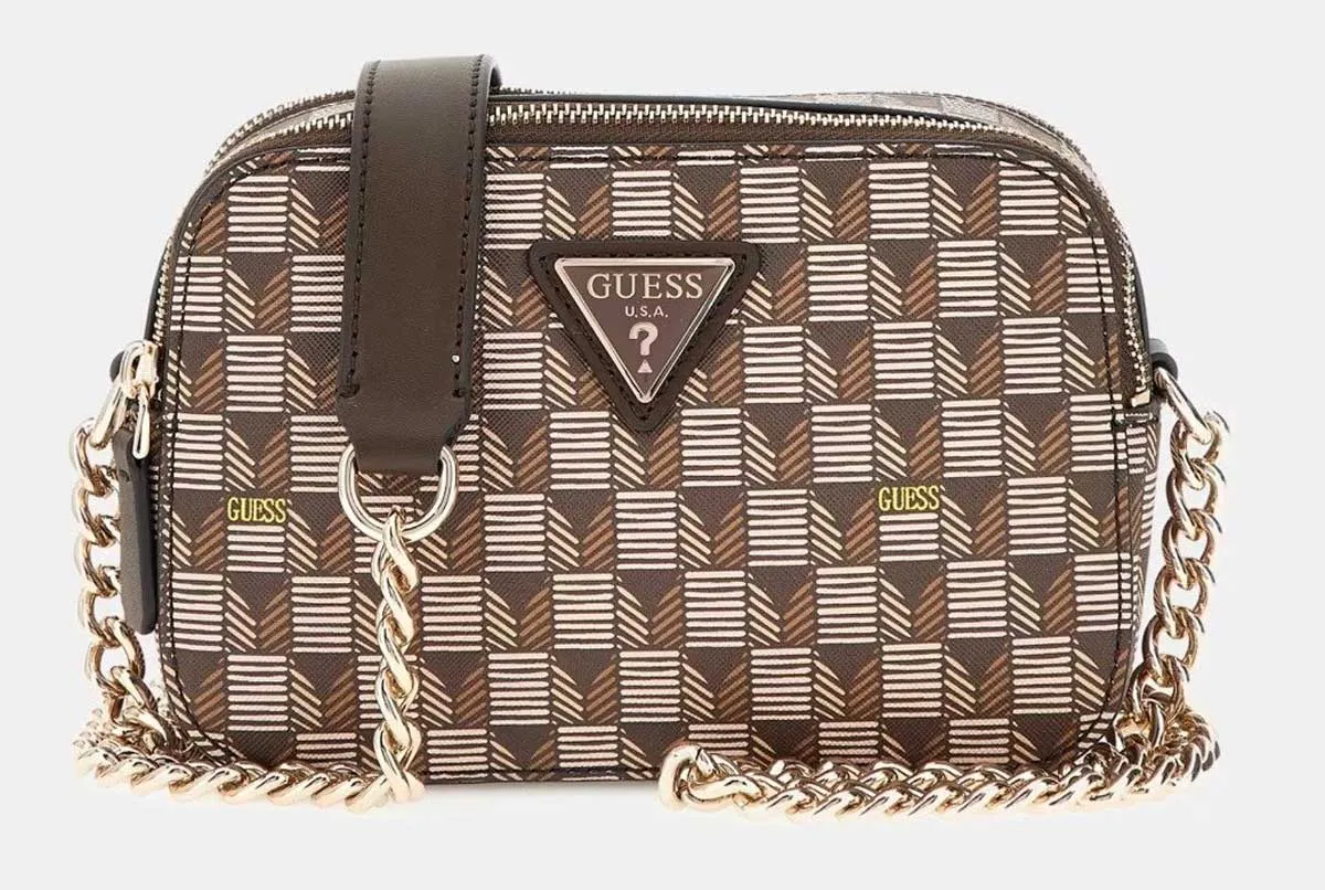 Guess G Wave  Mini Crossbody In Brown For Women