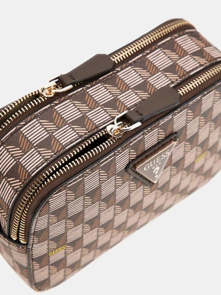 Guess G Wave  Mini Crossbody In Brown For Women