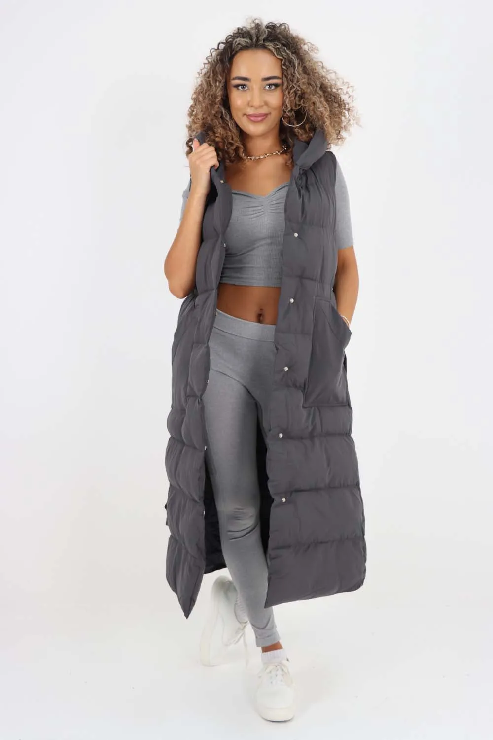 Italian Belted Hooded Long Gilet
