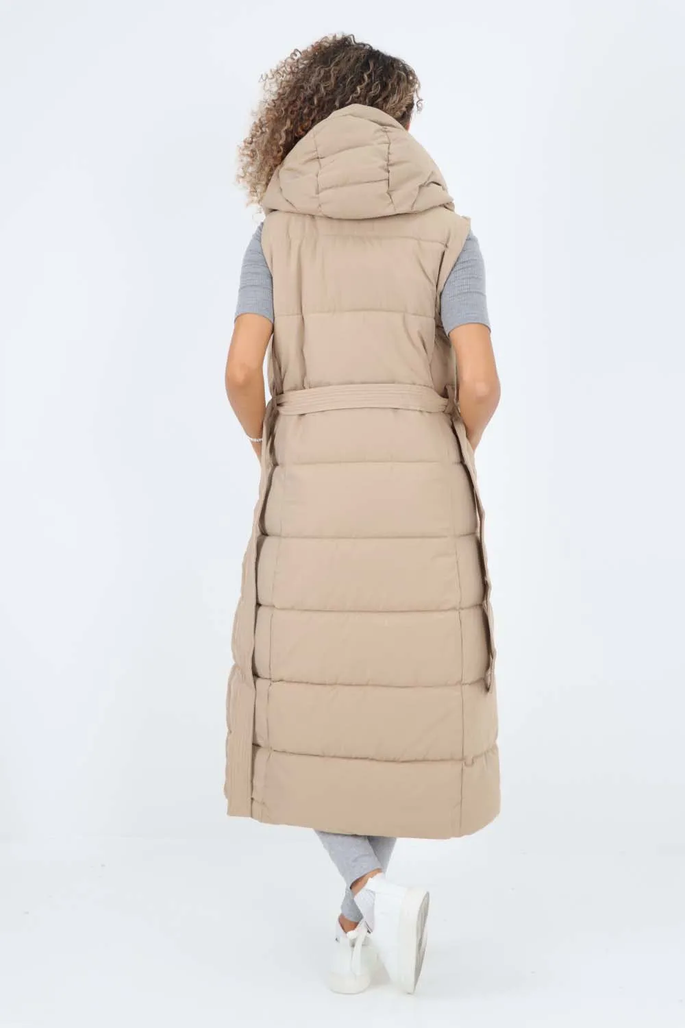 Italian Belted Hooded Long Gilet