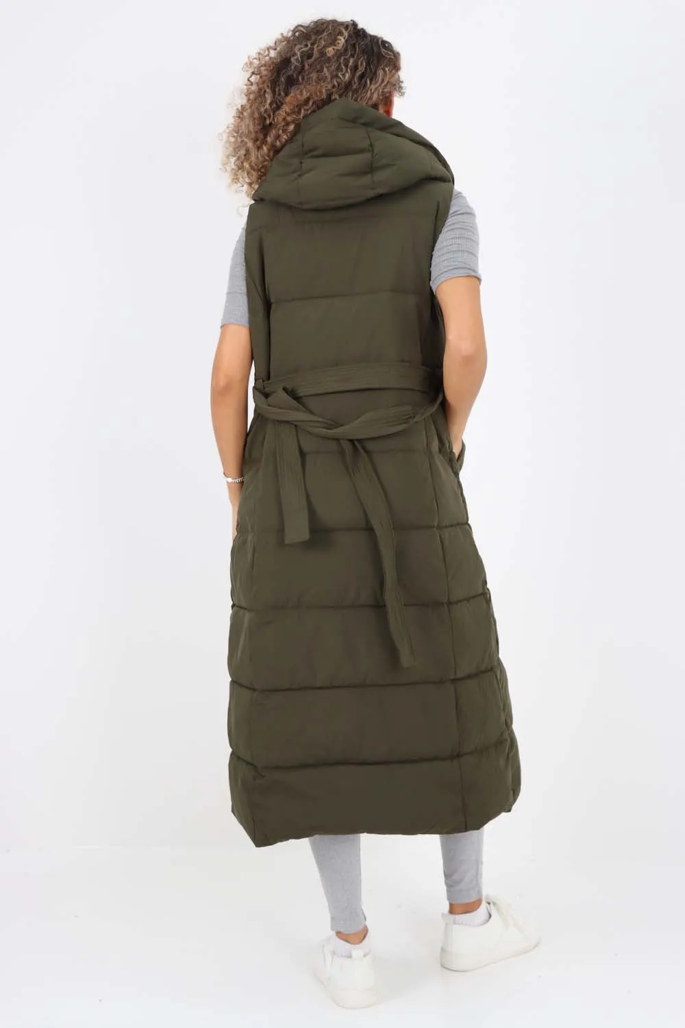 Italian Belted Hooded Long Gilet