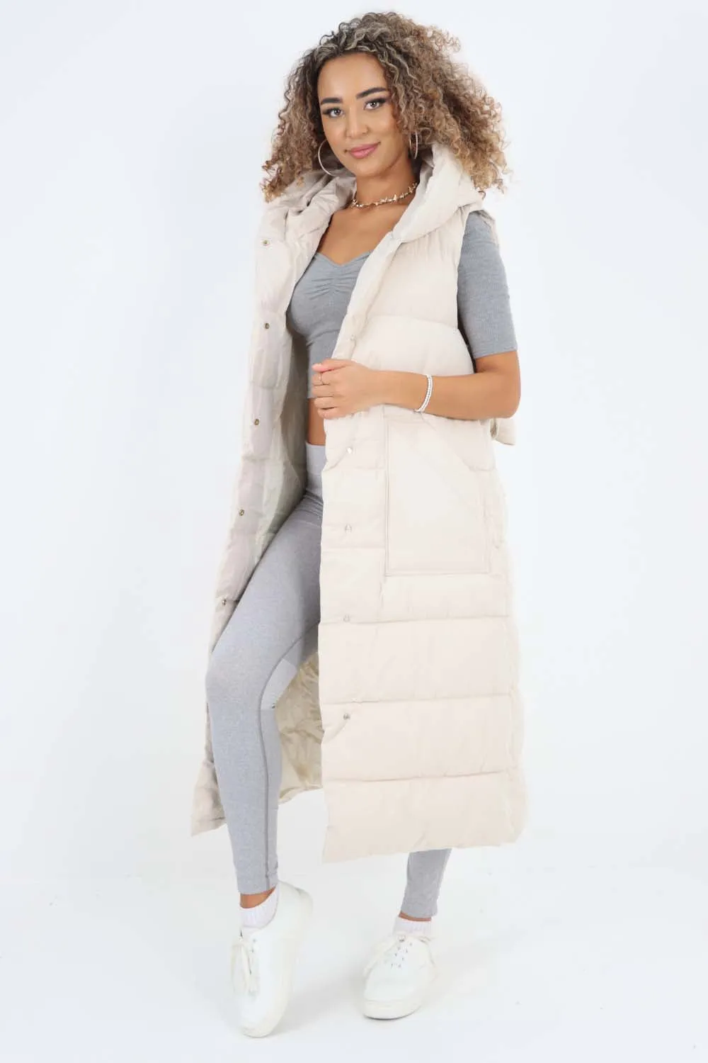 Italian Belted Hooded Long Gilet