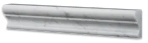 Italian Carrara White Marble Honed 2 X 12 Crown Mercer Molding Trim - Box of 5 Pcs.