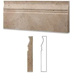 Ivory / Light Travertine Honed 5 X 12 Baseboard Trim Molding - Box of 5 pcs.