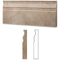 Ivory / Light Travertine Honed 5 X 12 Baseboard Trim Molding - Box of 5 pcs.