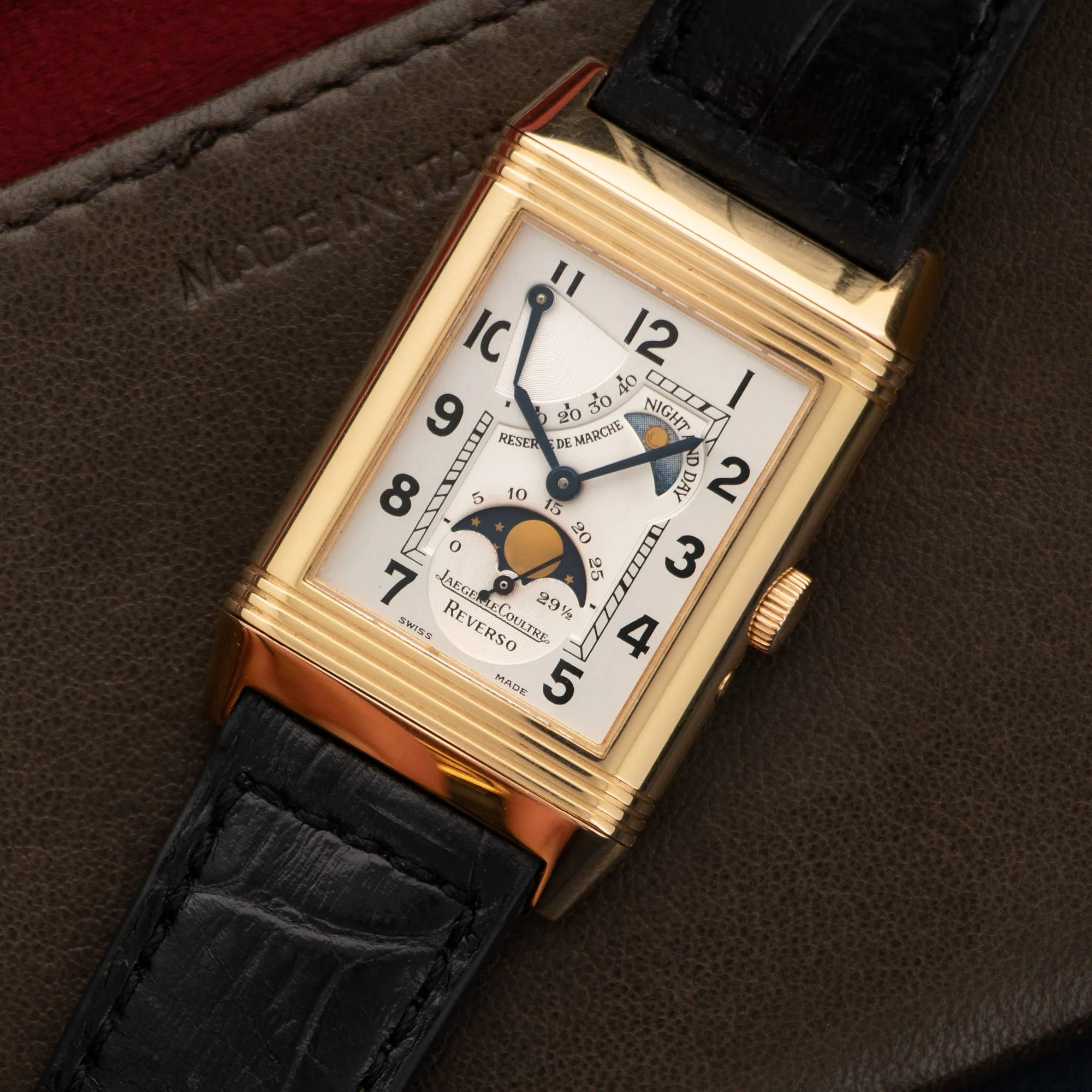 Jaeger Lecoultre Rose Gold Reverso Moonphase Reserve De Marche Watch