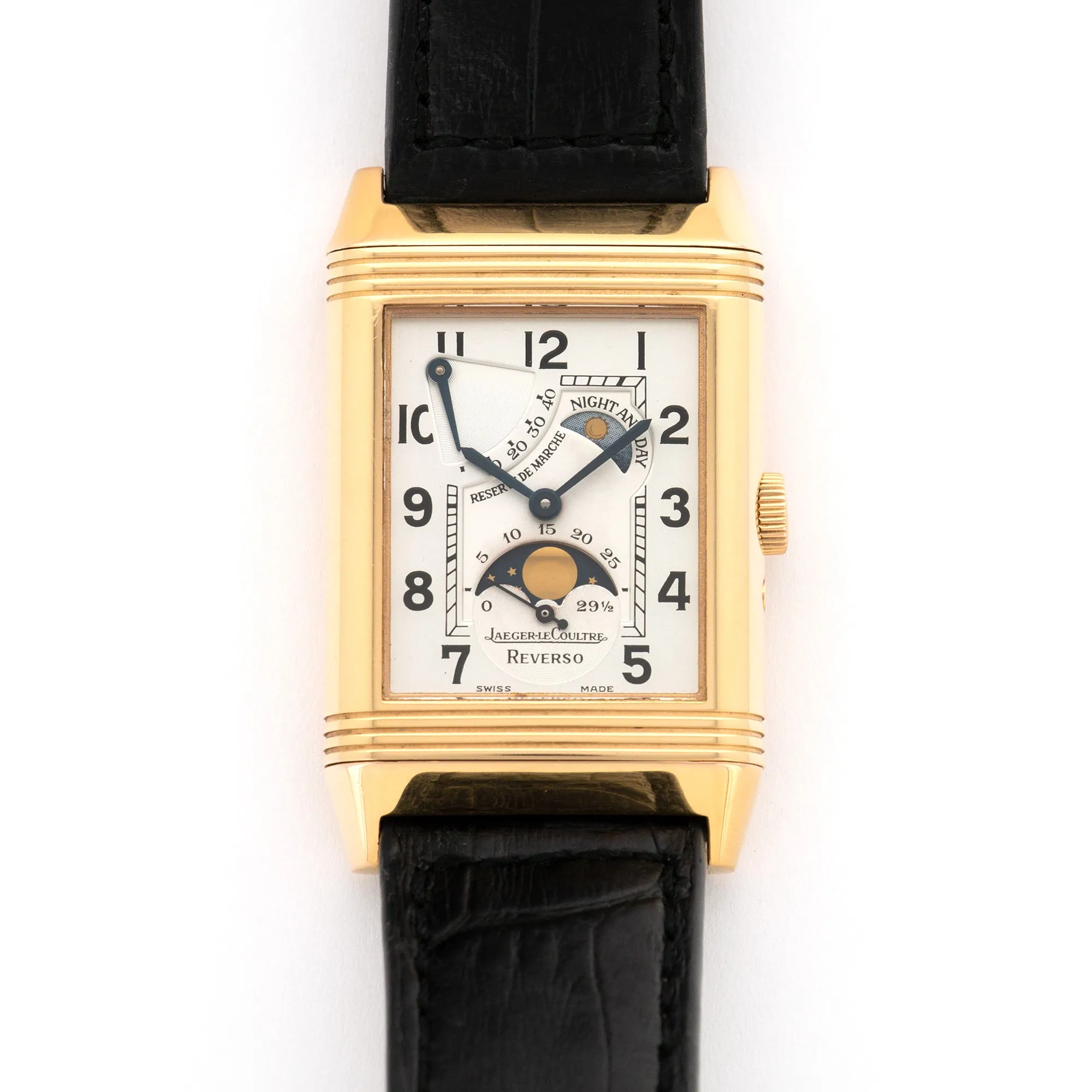 Jaeger Lecoultre Rose Gold Reverso Moonphase Reserve De Marche Watch
