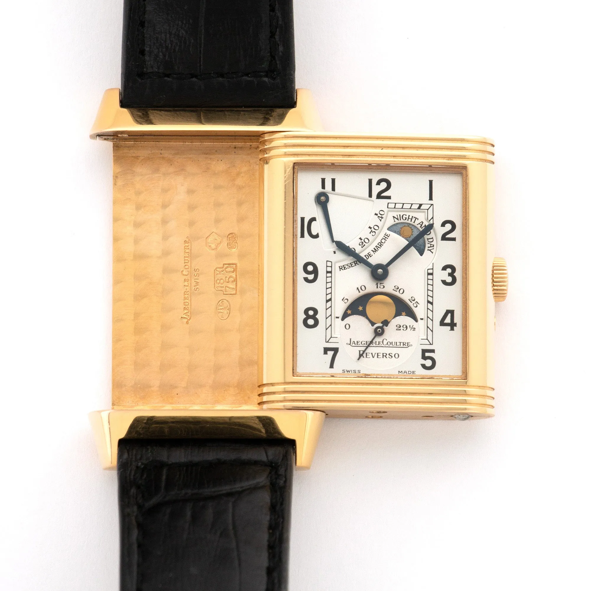 Jaeger Lecoultre Rose Gold Reverso Moonphase Reserve De Marche Watch