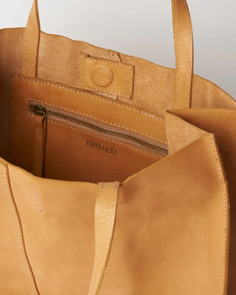 JUJU & CO Baby Unlined Leather Tote - Tan