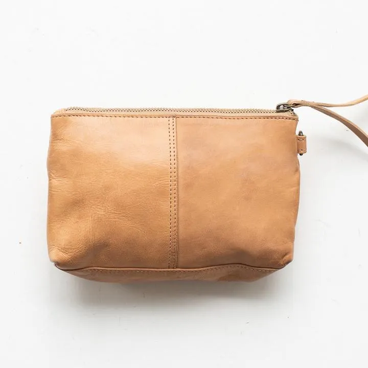 JUJU & CO Small Leather Essential Pouch - Natural Leather
