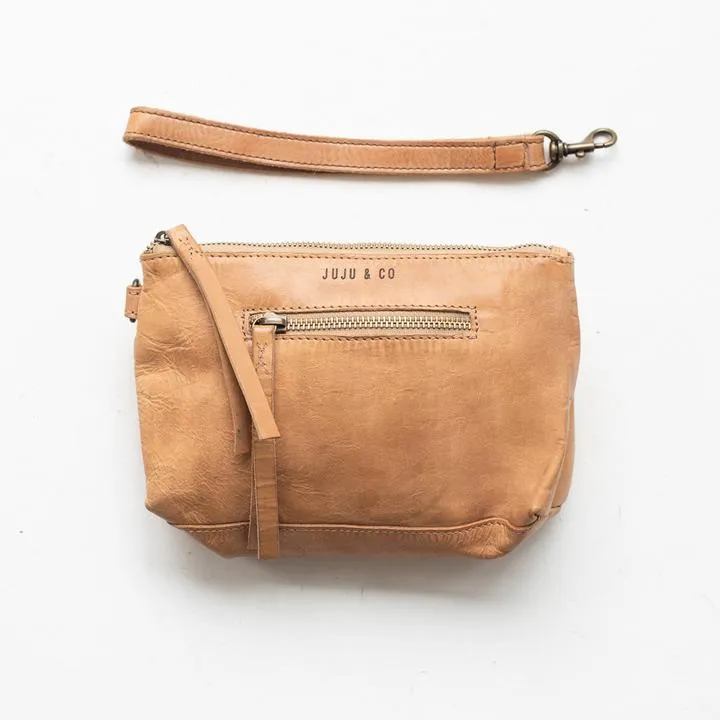 JUJU & CO Small Leather Essential Pouch - Natural Leather