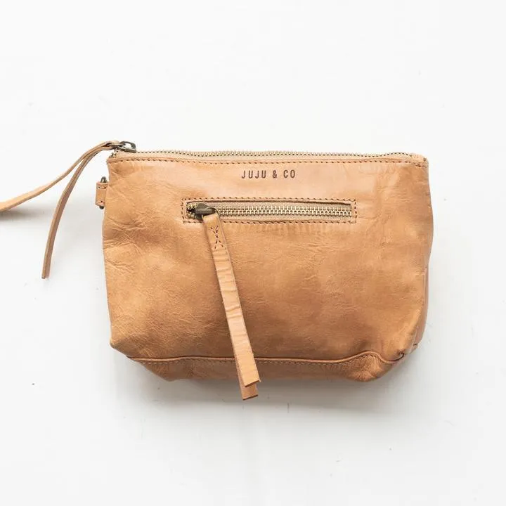 JUJU & CO Small Leather Essential Pouch - Natural Leather