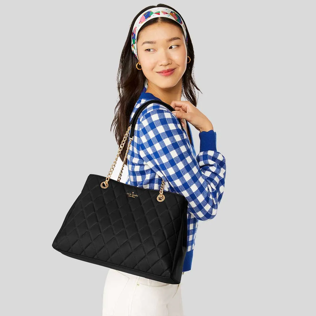 KATE SPADE Carey Quilted Tote Black RB-KH229