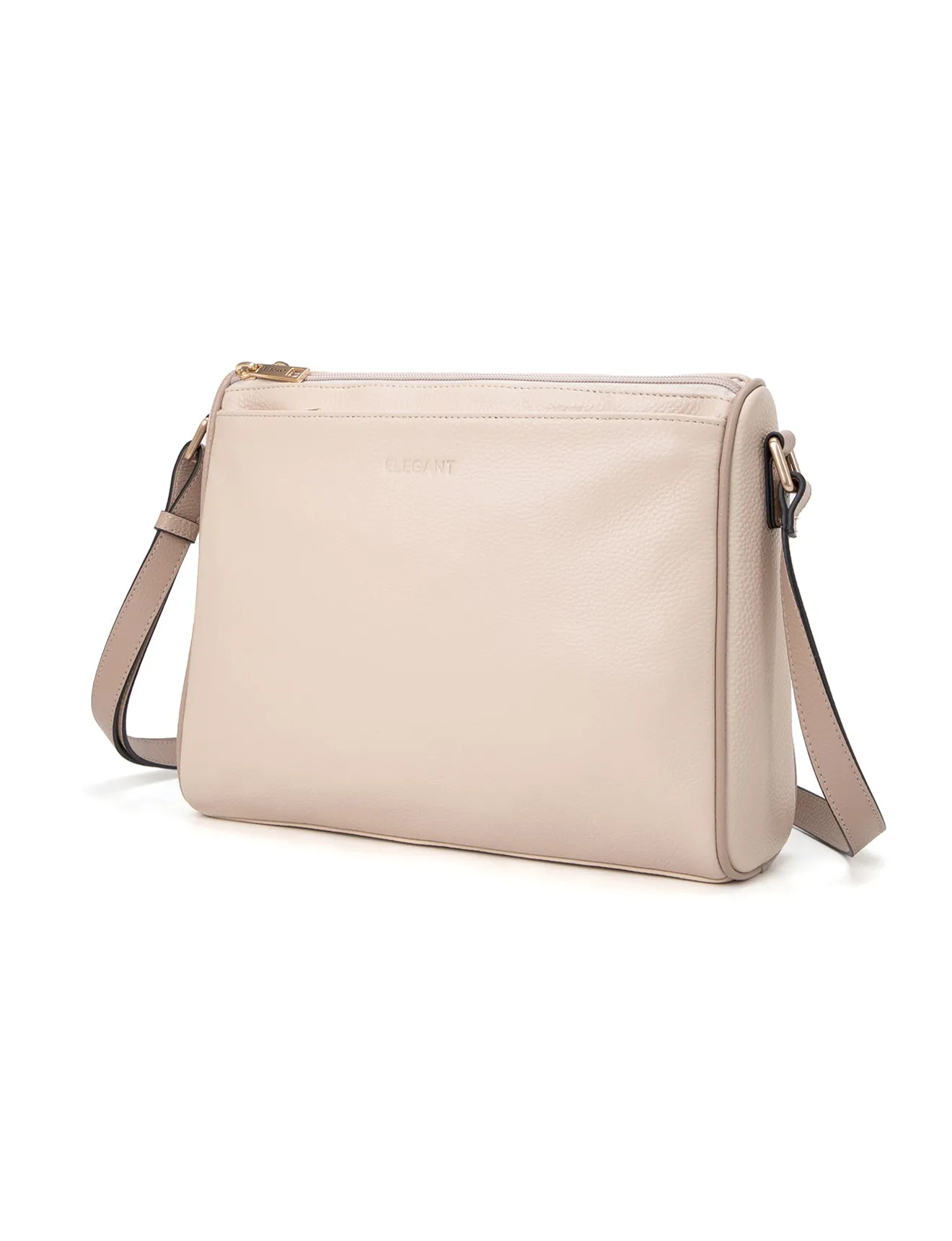 KATRINA MULTI COMPARTMENT LEATHER XBODY BAG- E1-0835-IVORY/PUTTY-SALE