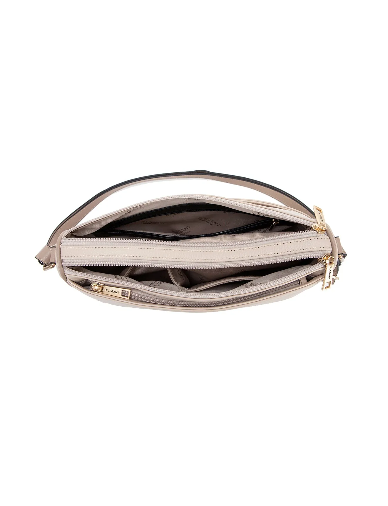 KATRINA MULTI COMPARTMENT LEATHER XBODY BAG- E1-0835-IVORY/PUTTY-SALE