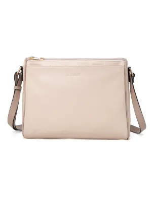KATRINA MULTI COMPARTMENT LEATHER XBODY BAG- E1-0835-IVORY/PUTTY-SALE