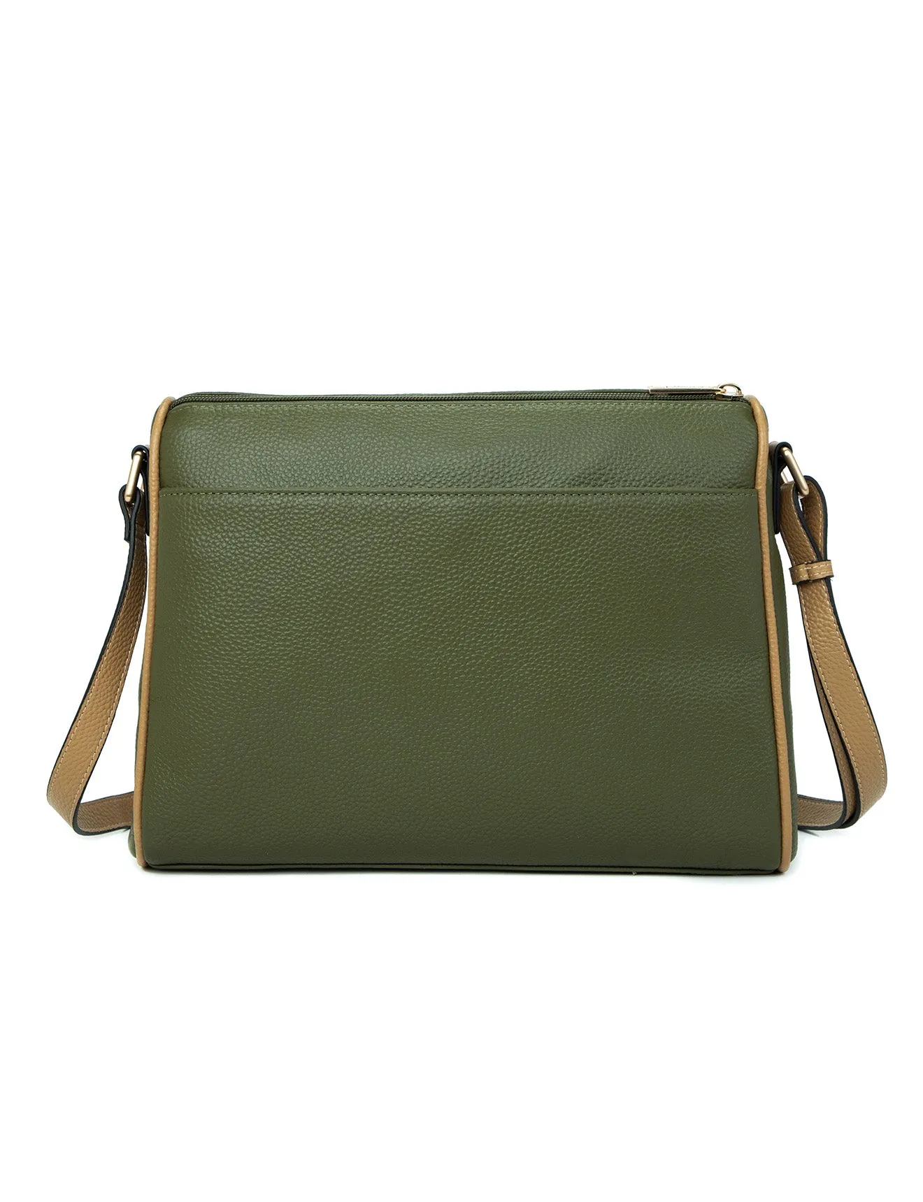 KATRINA MULTI COMPARTMENT LEATHER XBODY BAG- E1-0835-OLIVE/CAM