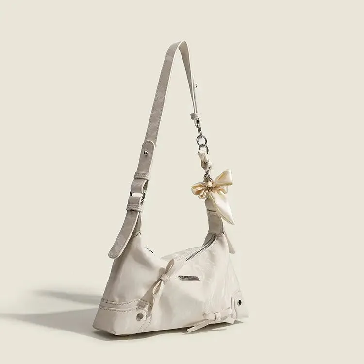 Kawaii Bow & Chain Y2K One Shoulder Bag 👜✨ - Spliced Style for Sweet Spicy Girls! 🎀