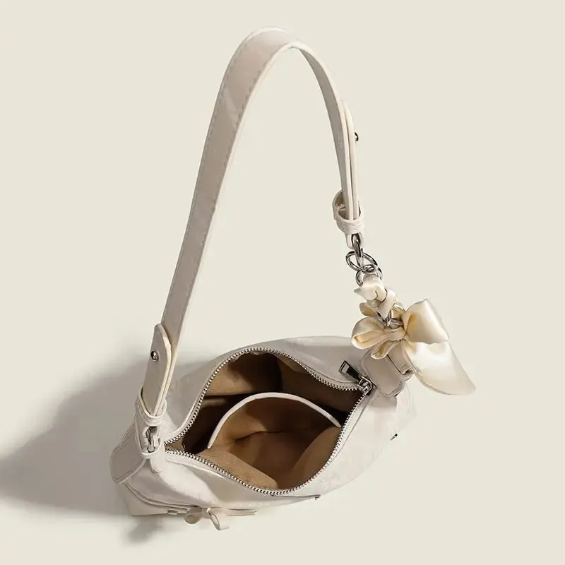 Kawaii Bow & Chain Y2K One Shoulder Bag 👜✨ - Spliced Style for Sweet Spicy Girls! 🎀