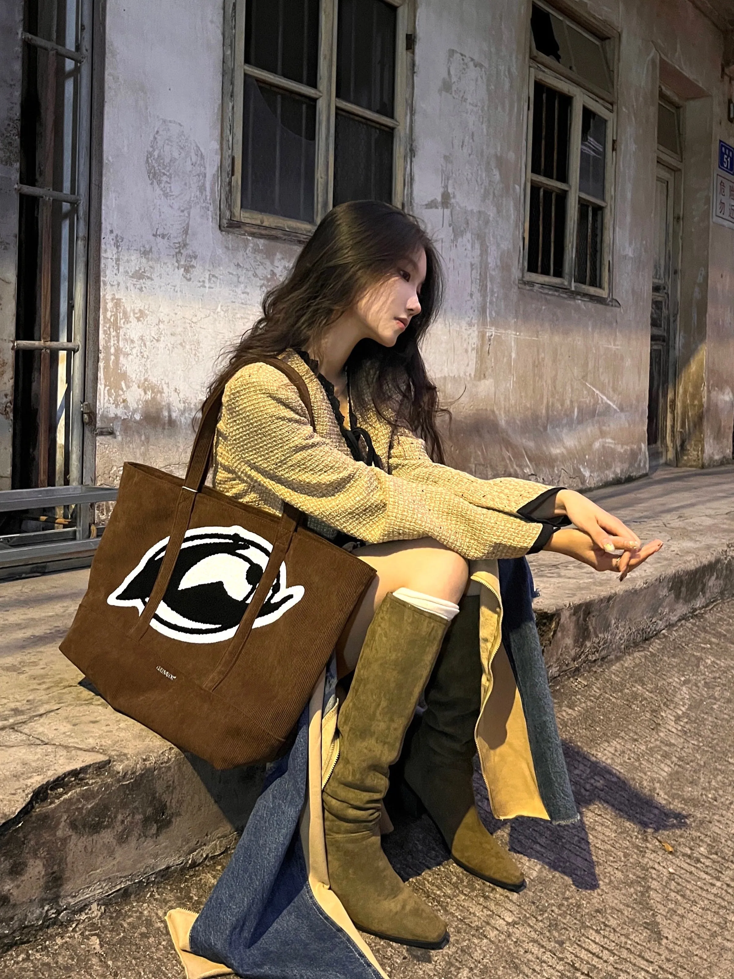 Kiana Corduroy Tote Handbag