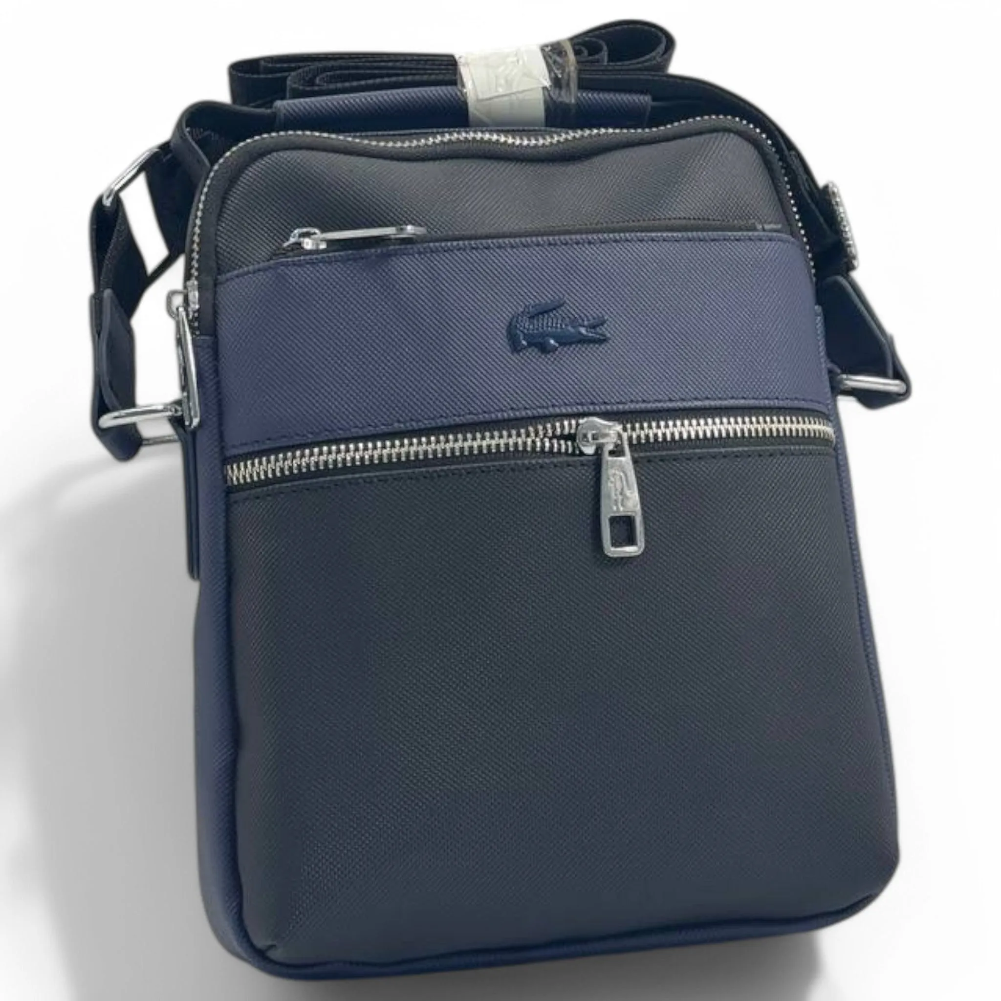 Lacoste Dual-Tone Vertical Crossover Bag with Zip Compartments