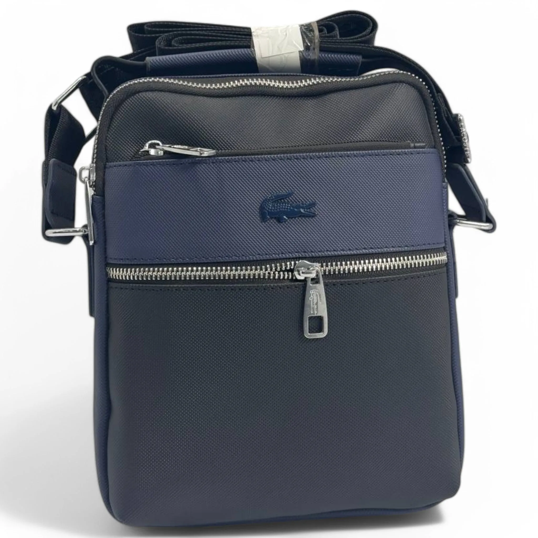 Lacoste Dual-Tone Vertical Crossover Bag with Zip Compartments