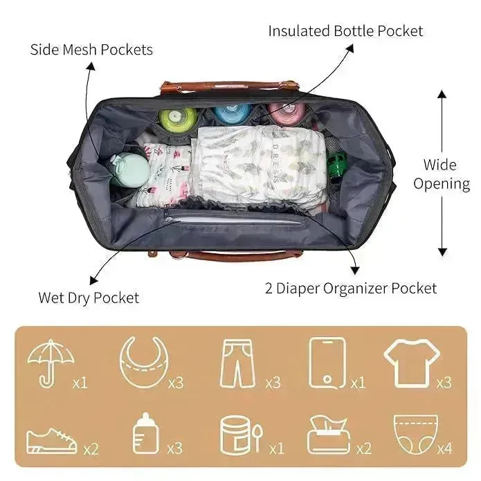 Large Capacity 3 in 1 Premium Mommy Bag