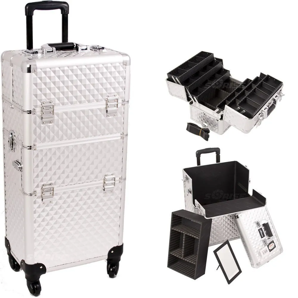 Large Silver 3 in 1 Makeup Travel Case