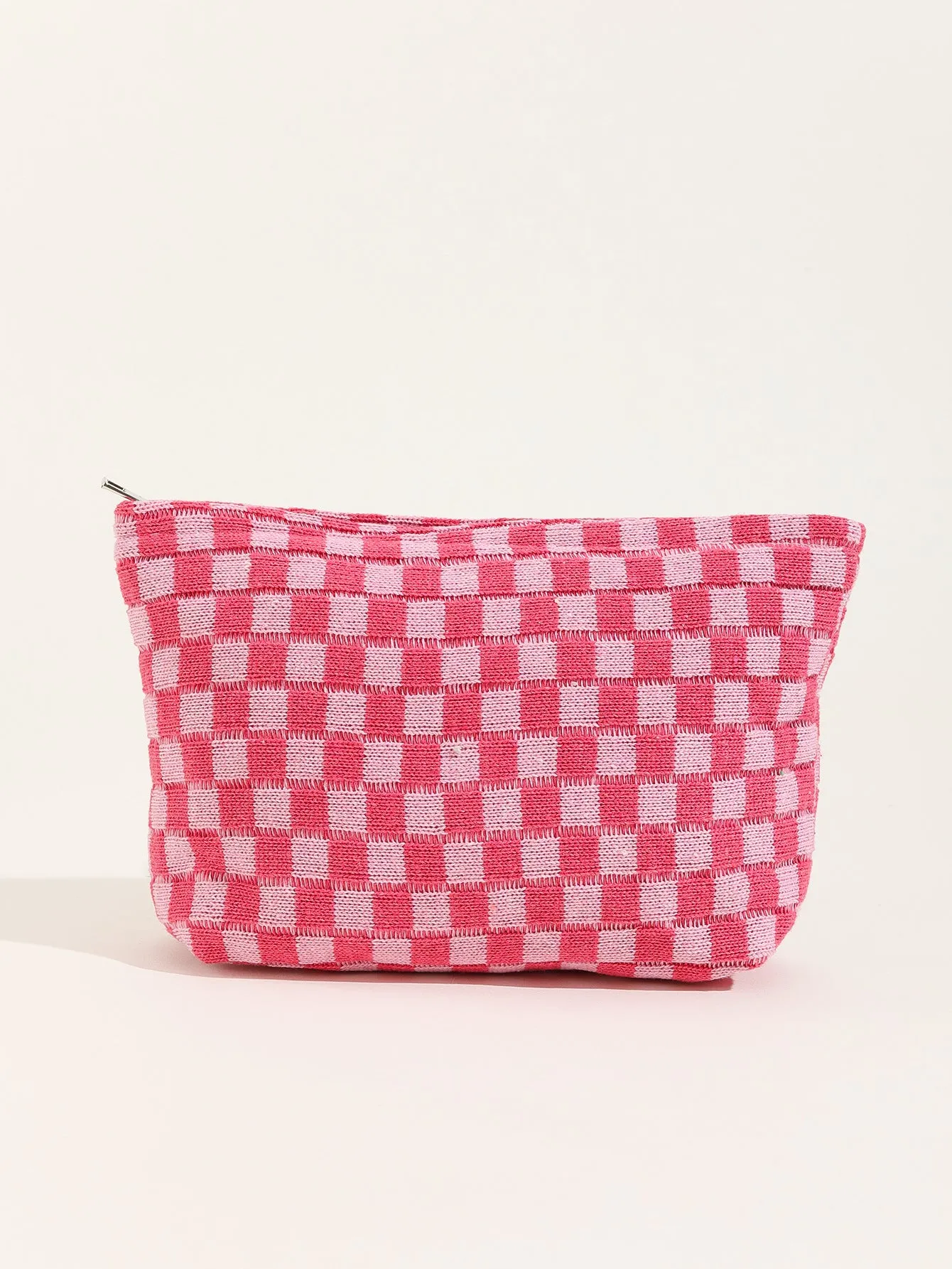 Large Wool Chessboard Grid Capacity Pencil Cosmetic Bags