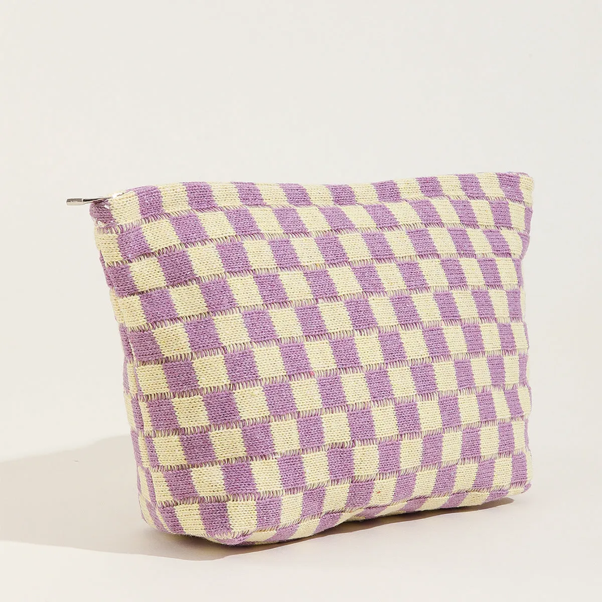 Large Wool Chessboard Grid Capacity Pencil Cosmetic Bags