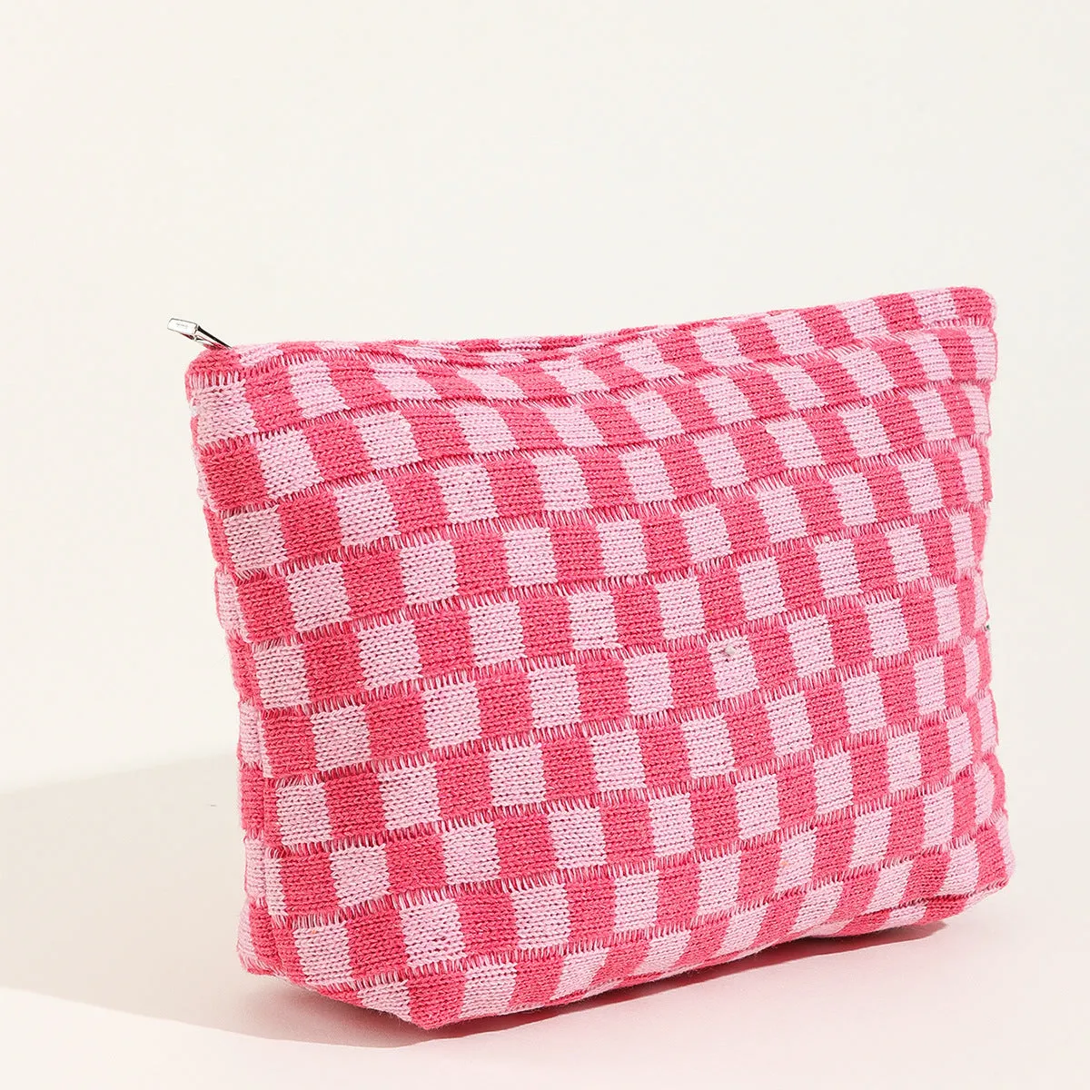 Large Wool Chessboard Grid Capacity Pencil Cosmetic Bags