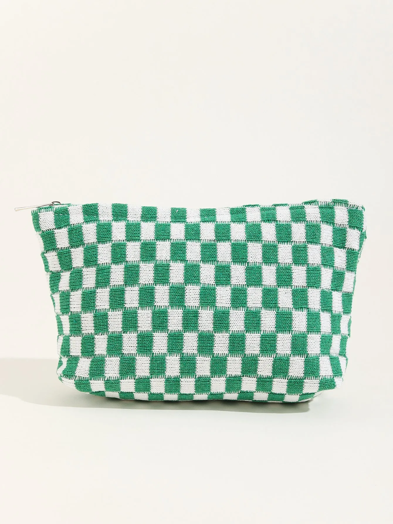 Large Wool Chessboard Grid Capacity Pencil Cosmetic Bags