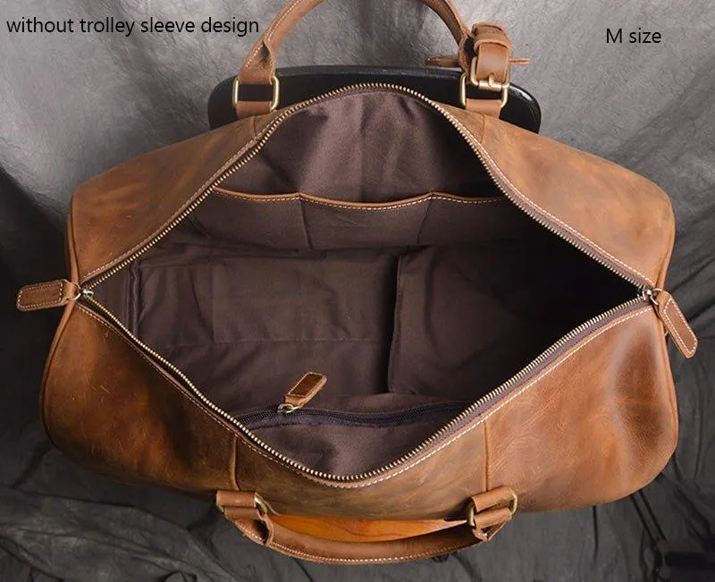 Leather Weekender Travel Bag with Shoe Compartment