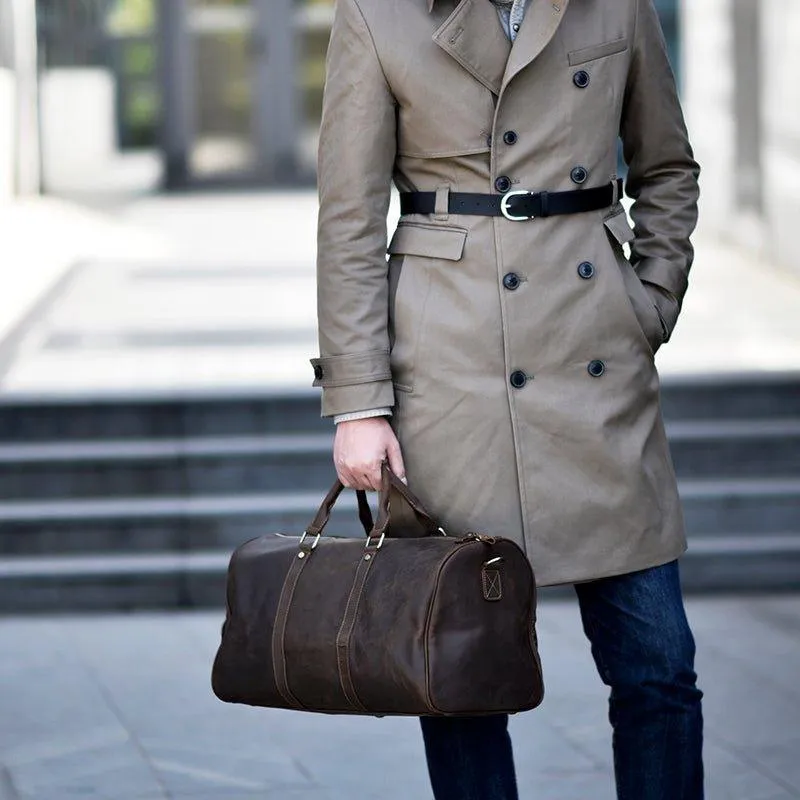 Leather Weekender Travel Bag with Shoe Compartment