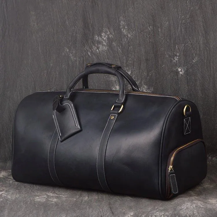 Leather Weekender Travel Bag with Shoe Compartment