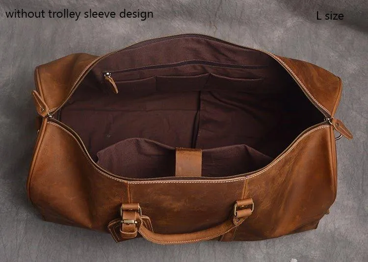 Leather Weekender Travel Bag with Shoe Compartment