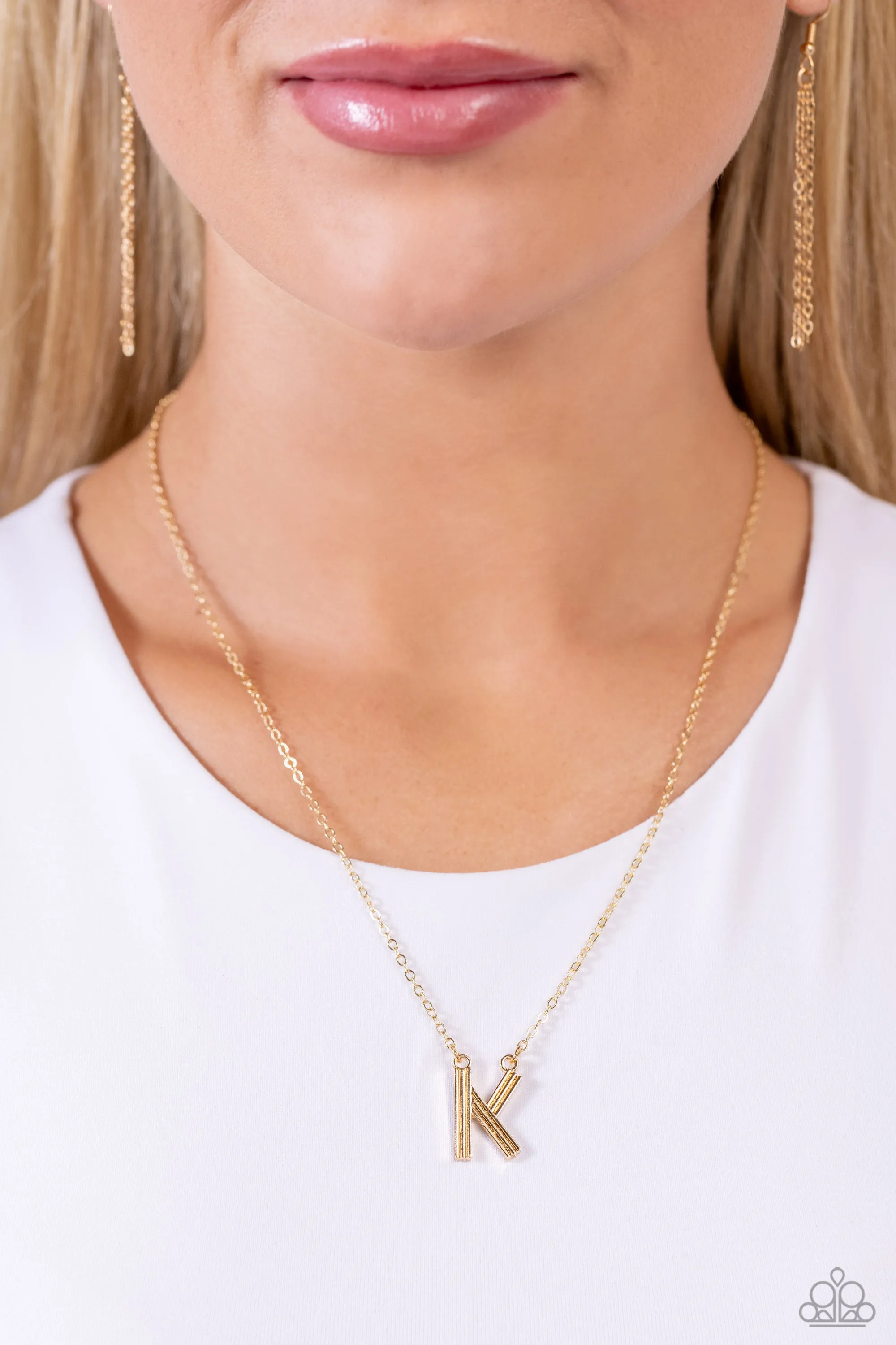 Leave Your Initials - Gold - K Necklace- Paparazzi Accessories