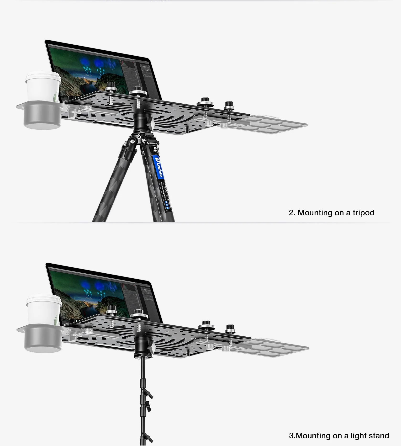 Leofoto LCH-3/LCH-3S Ultimate Laptop Tray (Tray Only) | 1/4" and 3/8" Compatible