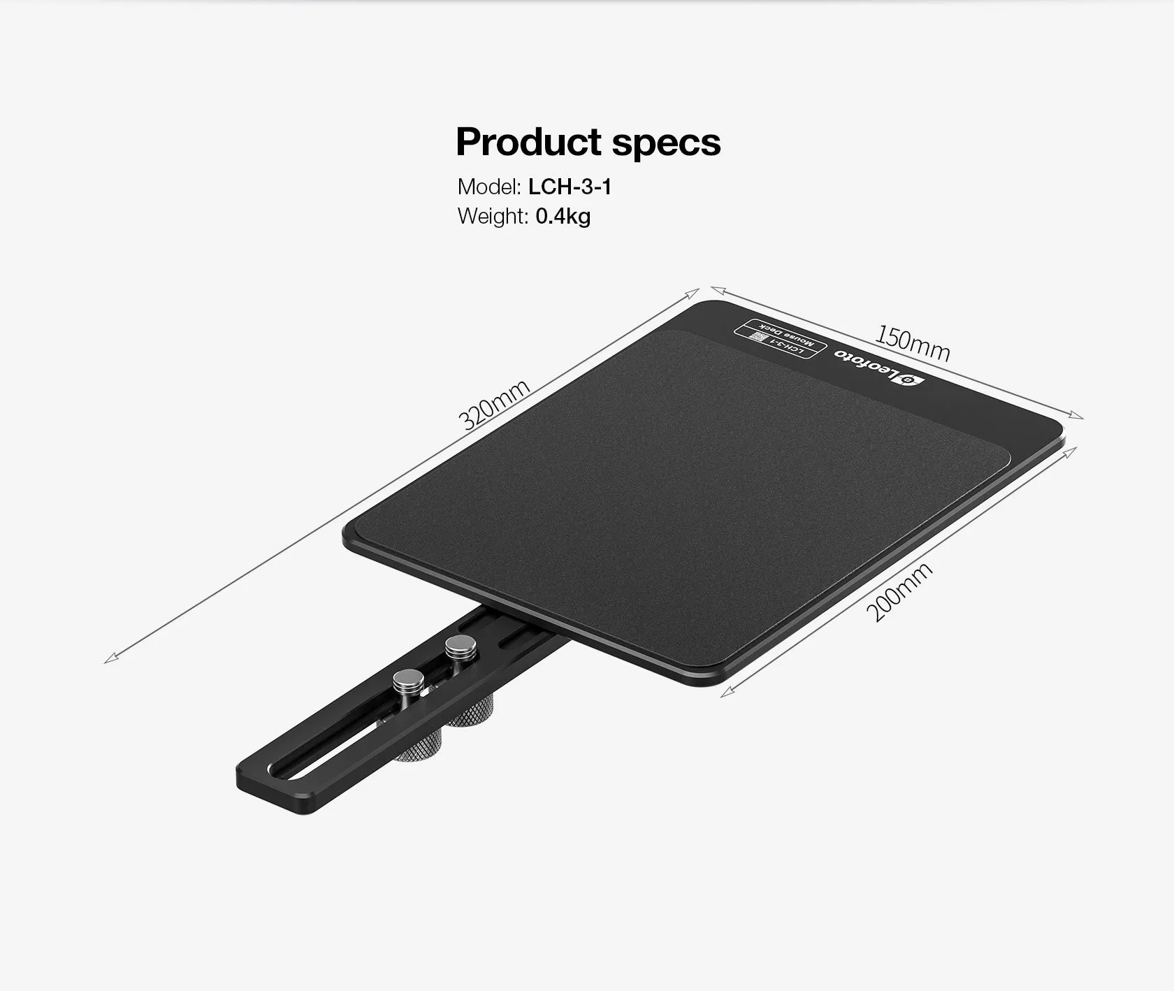 Leofoto LCH-3/LCH-3S Ultimate Laptop Tray (Tray Only) | 1/4" and 3/8" Compatible