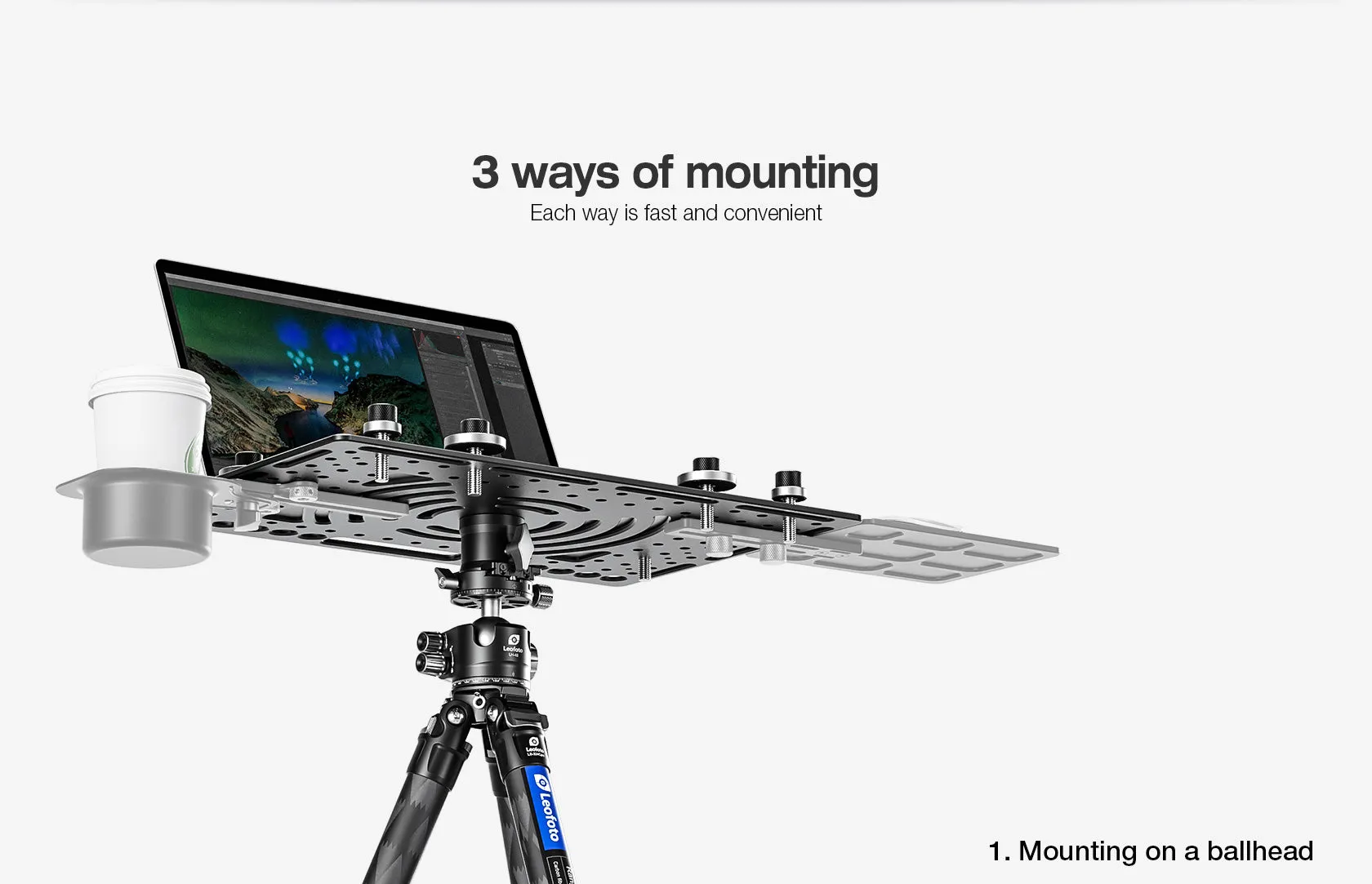 Leofoto LCH-3/LCH-3S Ultimate Laptop Tray (Tray Only) | 1/4" and 3/8" Compatible