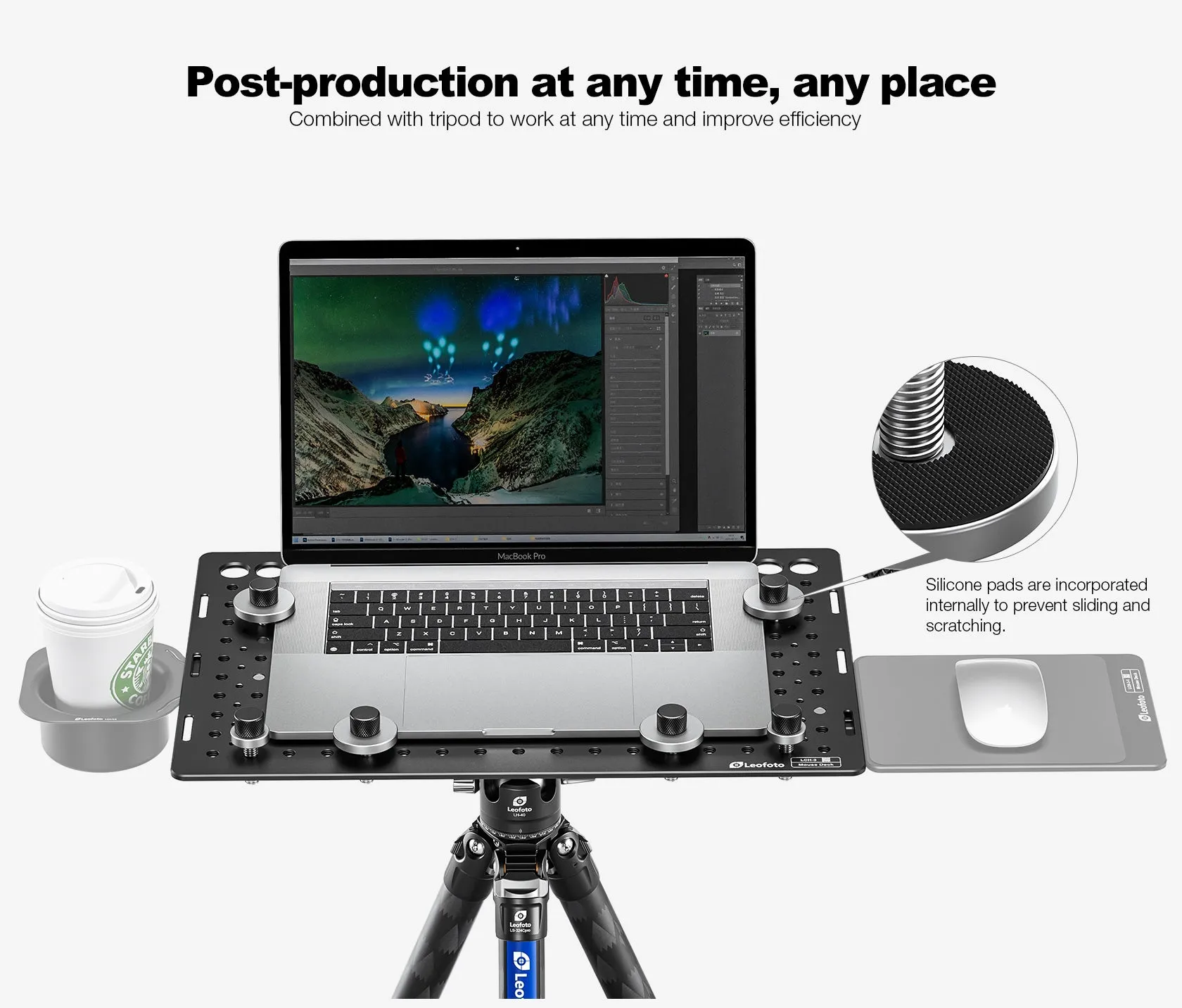 Leofoto LCH-3/LCH-3S Ultimate Laptop Tray (Tray Only) | 1/4" and 3/8" Compatible