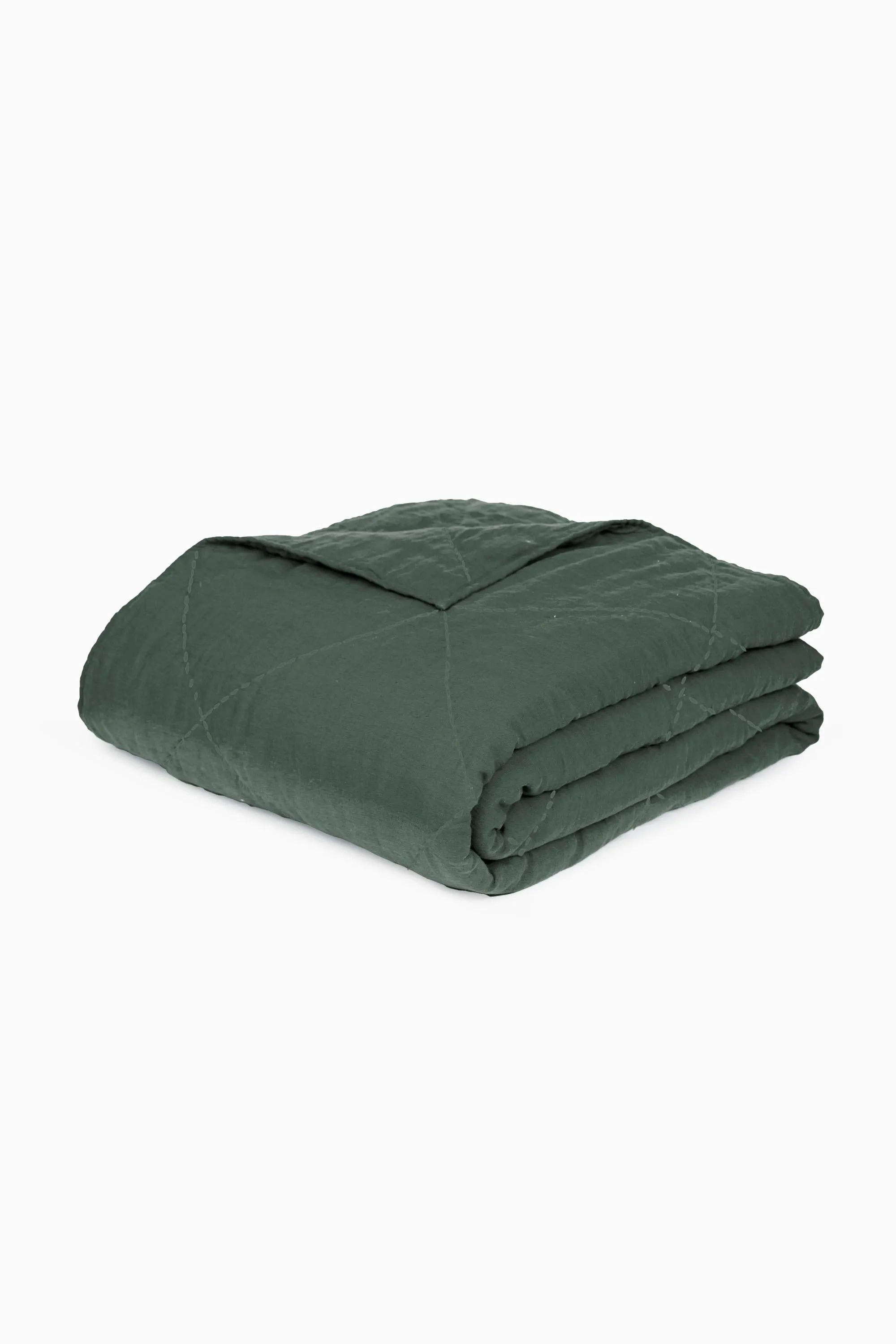 Linen Monotone Hand Quilted Quilt-Vanilla Sky