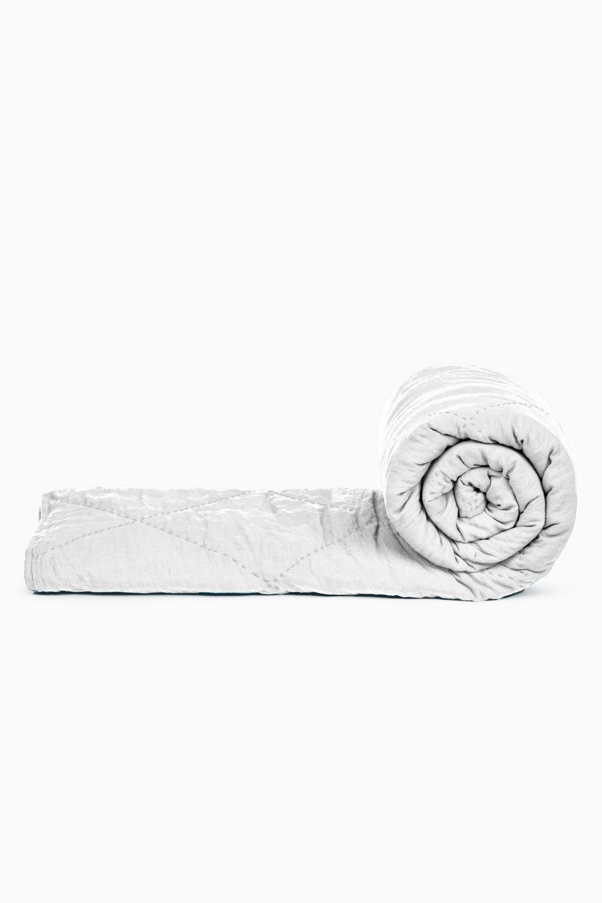 Linen Monotone Hand Quilted Quilt-Vanilla Sky